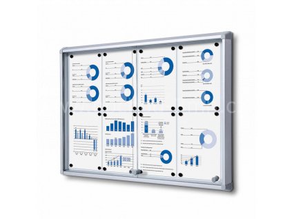 Interiérová vitrína 8xA4, posuvné dveře, metalová záda