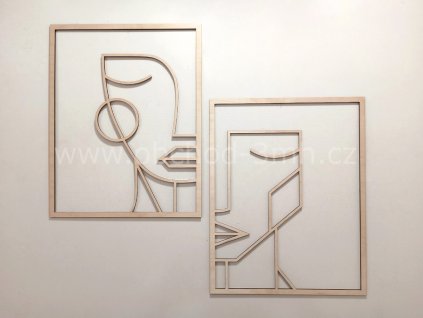 Dřevěný obraz dvojdílný - MUŽ A ŽENA
