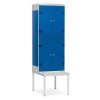 Šatní skříňka 4-boxová s lavičkou, 1970 x 600 x 780 mm - kovová