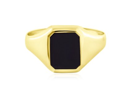 Zlatý pánský prsten s onyxem