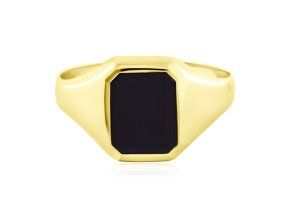 Zlatý pánský prsten s onyxem