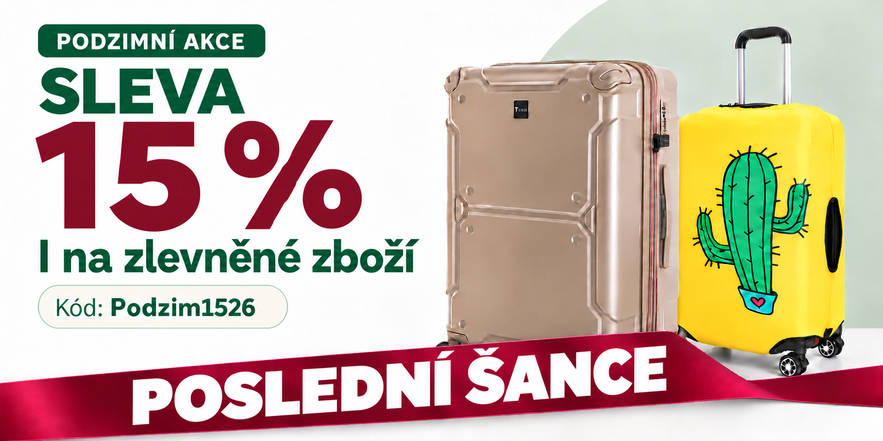 Poslední šance: podzimní sleva 15 % i na zlevněné zboží s kódem Podzim1526. Platí 29. 10.–1. 11. 2026.