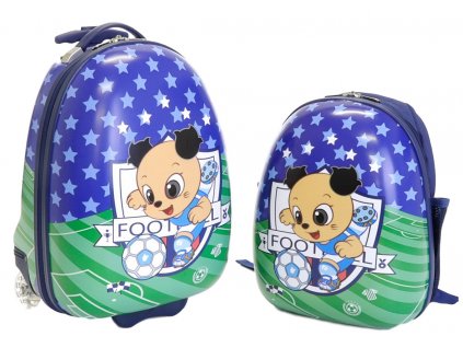 Dětský kufr s batohem T-class® 3471 (fotbal-modrozelená)