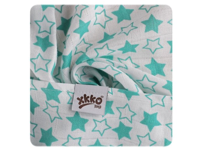 bambusove pleny xkko bmb 70x70 little stars turquoise mix 3ks 39d