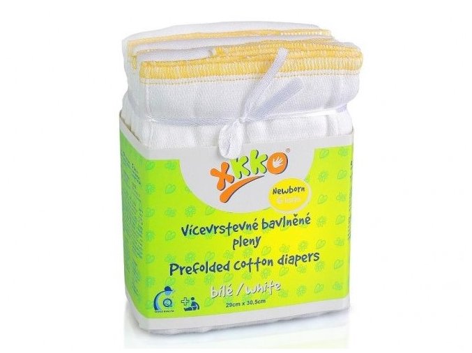 Kikko vícevrstvé skládané plenky XKKO Newborn, 29x30,5 cm, 6 ks