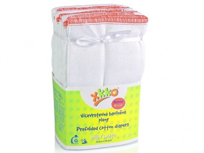 Kikko vícevrstvé skládané plenky XKKO Regular (M), 35,5x40,5 cm, 6 ks