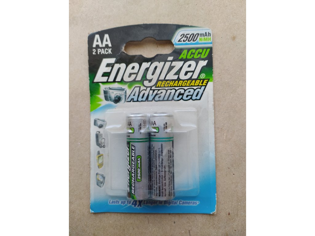 2ks AA nabíjecí baterie NiMH Energizer 2500mAh