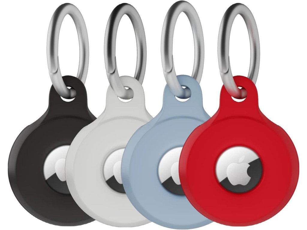 4ks Ochranné silikonové pouzdro Apple Airtag Keychain (červená, modrá, bílá, černá) (1)