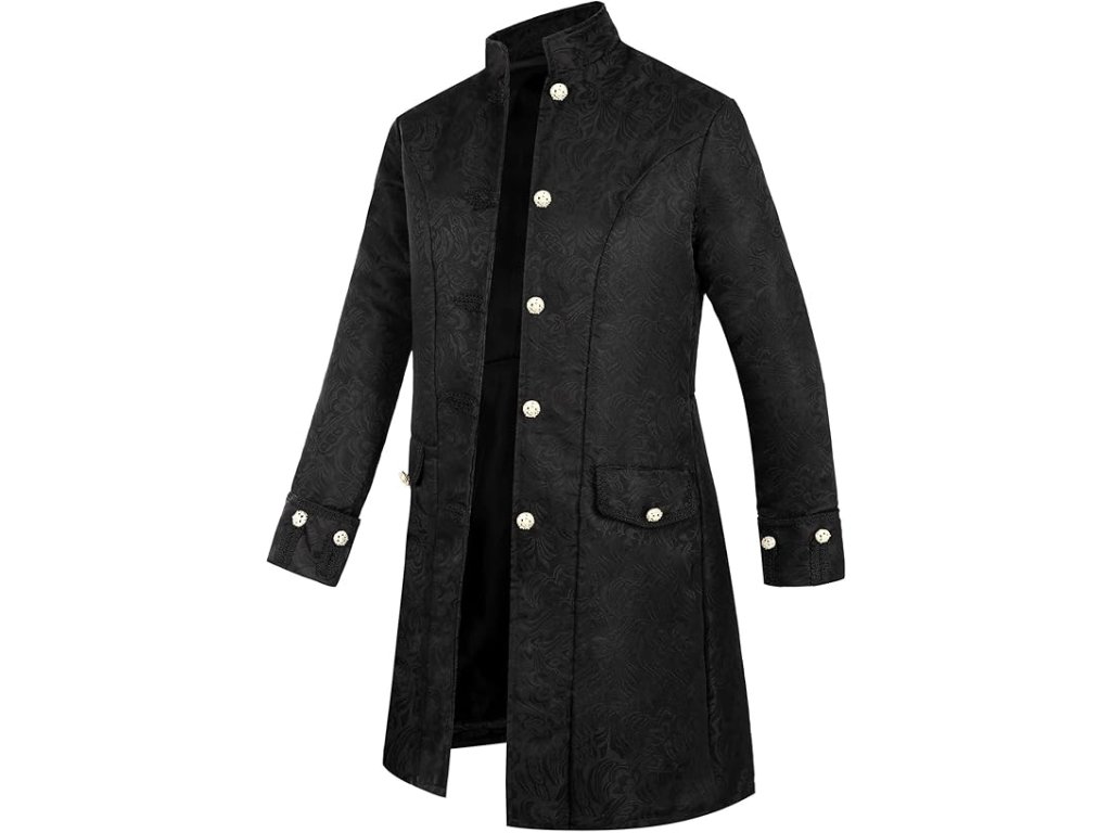 Pánský kostým, steampunk kabát, vintage, gotický frak s krajkovou náprsenkou, L (1)