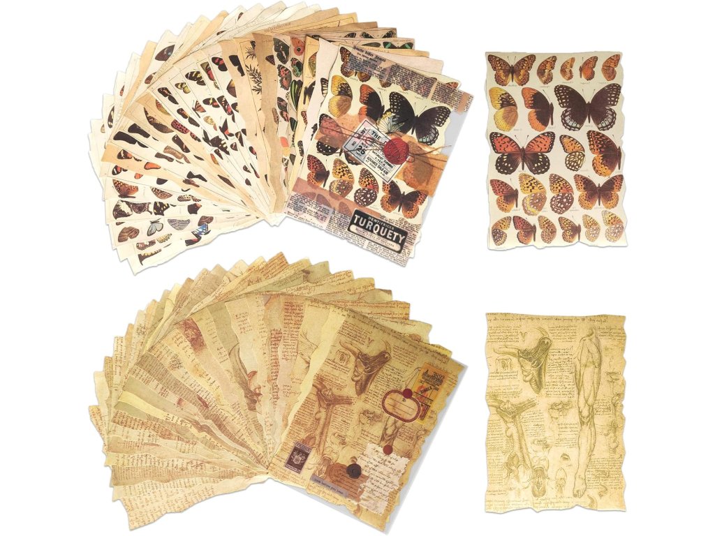 50 listů scrapbookového papíru, 17x12cm Vintage styl pro fotoalba, řemeslný papír (1)