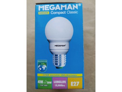 Úsporná žárovka Megaman 4W (20W), E27, 2700K, teplá, bílá