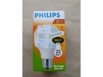 Úsporná žárovka Philips 5W (25W), E27, 200 lumen, měkké bílé světlo