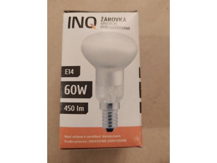 Reflektorová žárovka INQ 60W, E14, 450 lumen, speciální - otřesuvzdorná