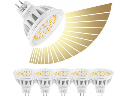 Uplight 6ks stmívatelná LED žárovka 12V6,5 W (70W), MR16 GU5.3, teplá bílá 3000K (3)