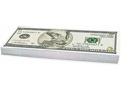Scratch Cash 100 x 5 dolarů, peníze na hraní (skutečná velikost) (1)