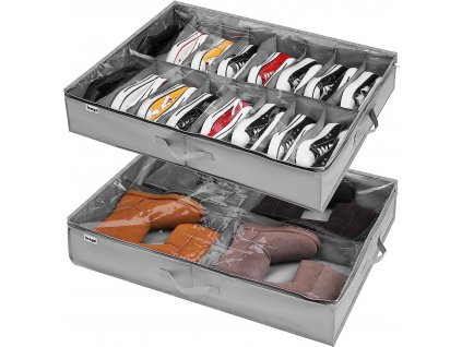 2ks Box pod postel do skříně na boty s průhledným víkem, 20 přihrádek (4)