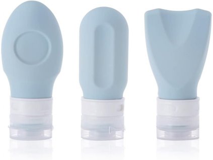 Cestovní sada silikonových cestovních lahviček na šampon a pleťové mýdlové kapaliny, modrá (1)