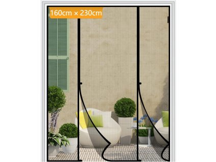 Yotache® Magnetická síť proti hmyzu do dveří 160x230cm, černá (1)