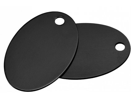 25ks kovových oválných etiket pro gravírování, černé (2)