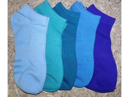 5 párů bavlněné bezešvé ponožky nízké do tenisek, EU 37 41, zelenomodré (1)