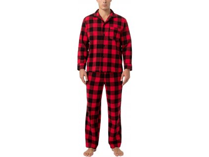 Pánské kostkované pyžamo z bavlněného flanelu, L (4)