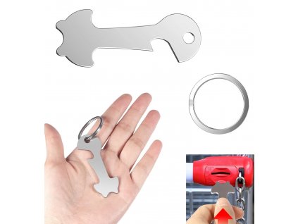Přívěsek na klíče do nákupního vozíku, ušlechtilá ocel s kroužkem na klíče, otvírák na láhve (4)