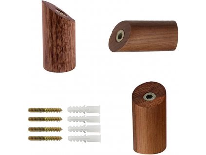 4ks Dřevěný nástěnný věšák, přírodní ořechové dřevo (3)