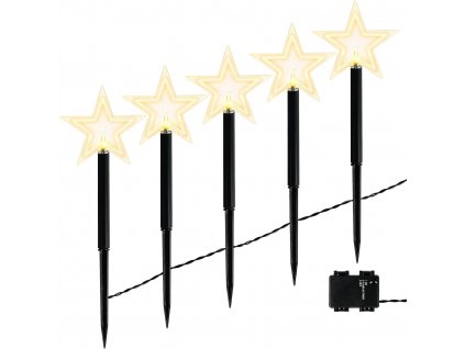BELLE VOUS 5ks vánočních hvězd venkovních 36 cm, na AA baterie, LED (3)