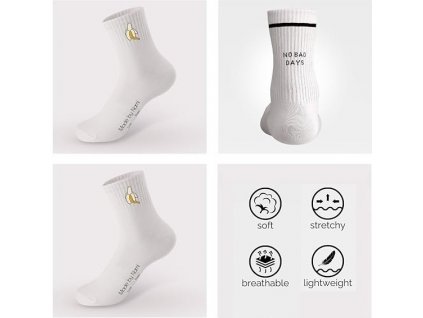 Made by Nami 3 páry bílé bavlněné ponožky Crew s potiskem, EU 40 44 (1)
