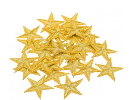 30ks malých nažehlovacích hvězdiček, vyšívané záplaty, žlutá (4)