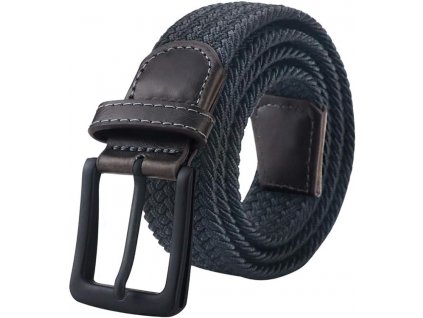 Pánský elastický pásek, strečový pásek s černou přezkou, tmavě modrý (1)