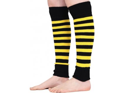 Mysocks pletené návleky na nohy, žlutočerné štulpny (6)