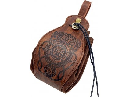 HiiFeuer Středověká taška z umělé kůže se stahovací šňůrkou, vintage, LARP (1)