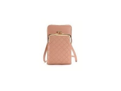 Malá dámská crossbody taška přes rameno, PU kůže, růžová (1)