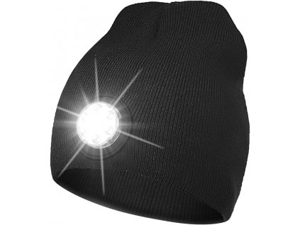 Pletená čepice s LED světlem, černá (1)