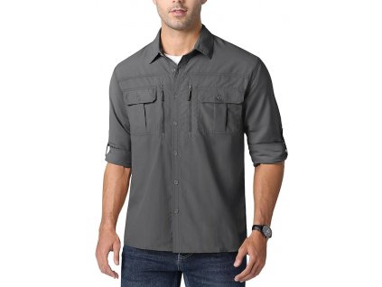 Pánská outdoorová pracovní košile, UV ochrana UPF 50+, šedé, XL (4)
