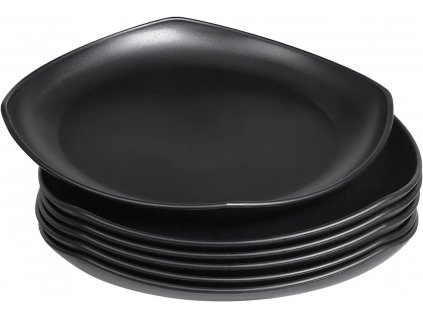 Hobein 6ks nerozbitné PP talíře 23 cm, nejen do karavanu, černé (1)