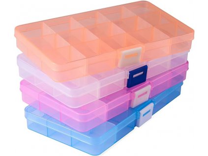 Opret 4ks plastový úložný box s nastavitelnými přihrádkami, 4x15 přihrádek (5)