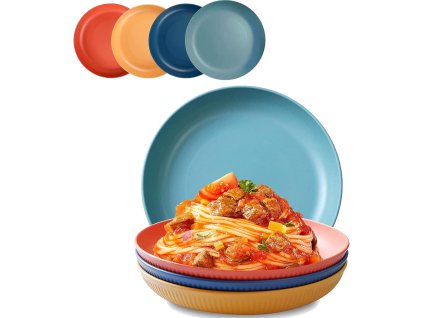 4dílná sada hlubokých PP talířů 22,5 cm pro caravaning, barevné (1)