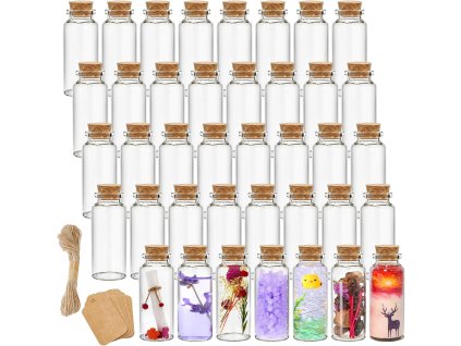 70ks mini skleněné lahve 30 ml s korkovou zátkou (1)