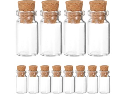 25ks mini skleněných lahví s korkem, 1,5 ml (1)