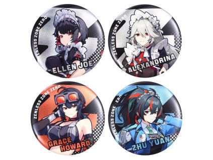 Zenless Zone Zero 4ks odznaky 75 mm, Elen Joe, Alexandrina, Grace Howard, Zhu Yuan (1)
