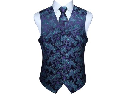 Enlision Pánská žakárová vesta, kravata a kapesníček, 3XL (1)