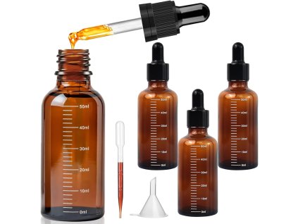 4ks lahviček 50 ml z hnědého skla s kapátkem (1)