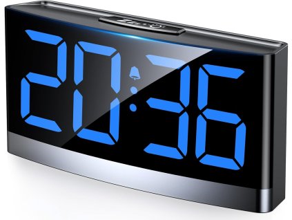 Velký digitální budík s nápadnými modrými LED číslicemi, napájení USB (1)
