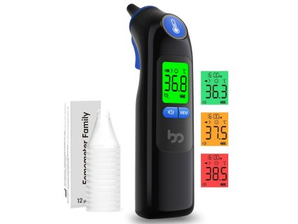 Digitální infračervený teploměr do ucha pro miminka i dospělé, modrý LCD (1)