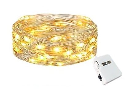 Mini LED světelný řetěz se 3 režimy svícení na baterie, 2m, 20 LED, teplá bílá (1)