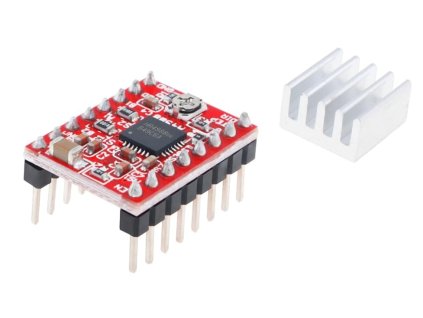 Řídicí modul krokového motoru A4988 s chladičem, kompatibilní s 3D tiskárnou RepRap (1)