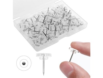 150ks průhledné ploché připínáčky, délka 16 mm, průměr hlavičky 11 mm (1)