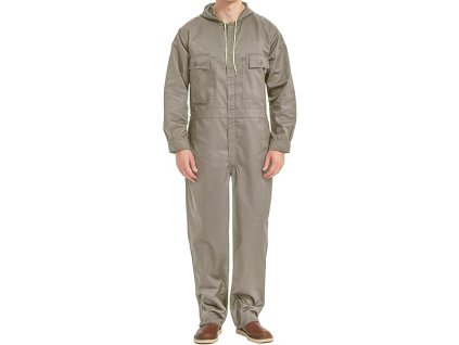 Pracovní kombinéza, bavlněný pracovní oblek s kapucí, unisex, khaki, XL (2)